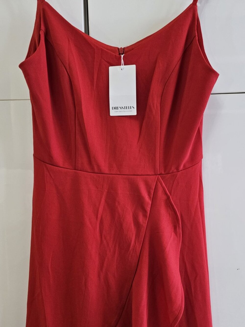 New Ruby Red Ruffle Cocktail Dress - Picture 8 of 12